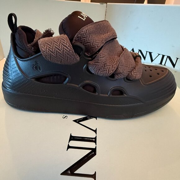 Lanvin Paris Men\'s Molded Rubber Curb Sneaker Shoe, Anthracite, 40 main image 8